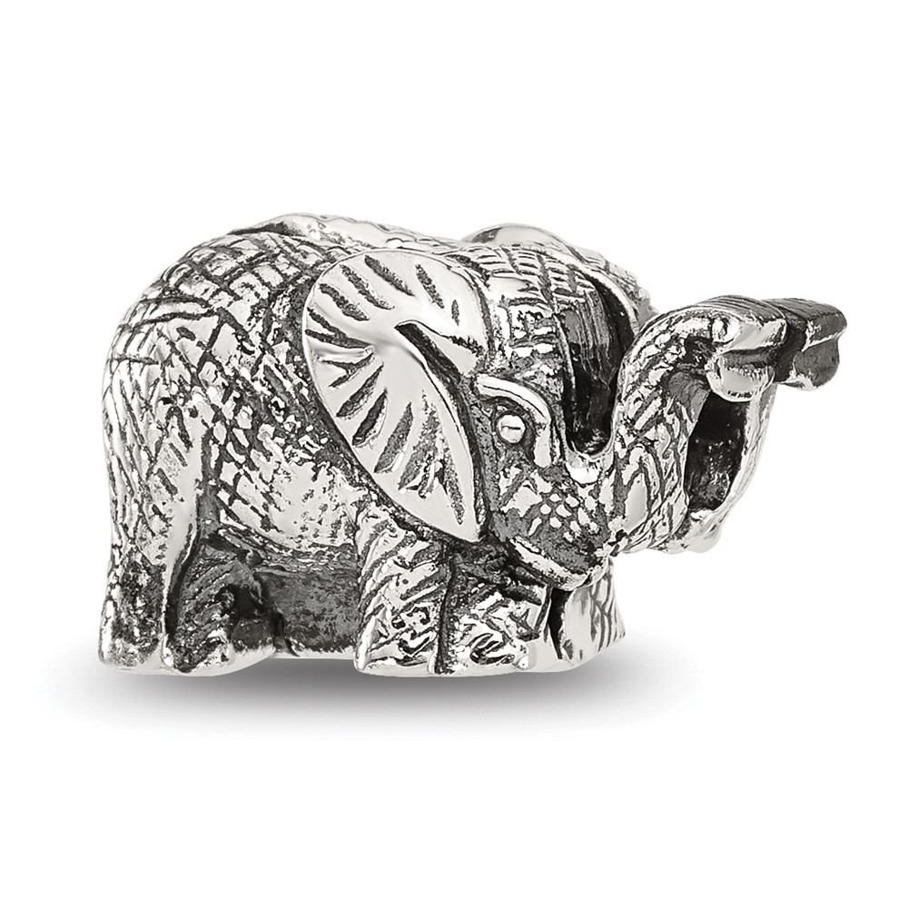 925 Sterling Silver Reflections Antiqued Elephant Charm Clip Bead